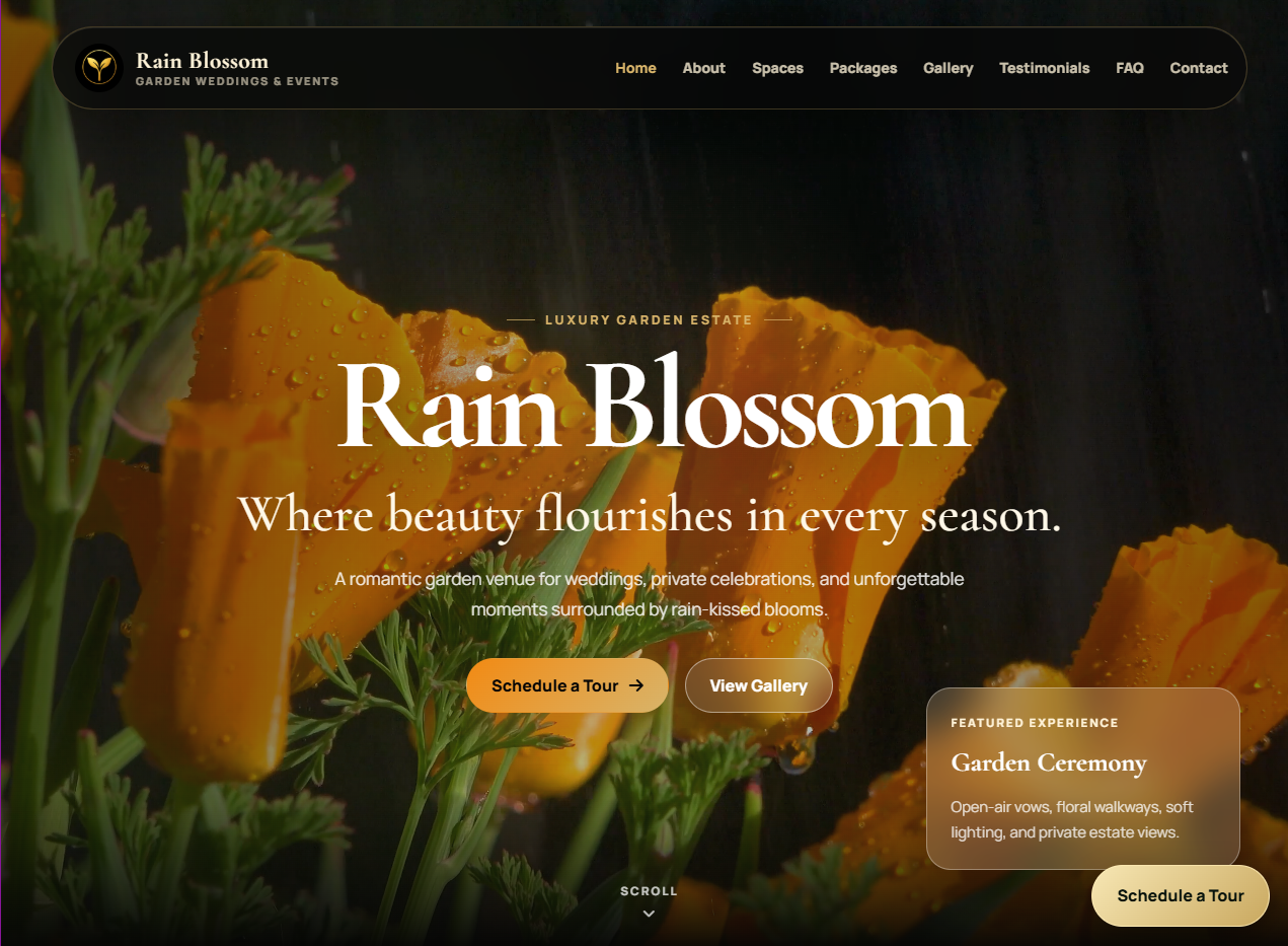 Rain Blossom Pro Wedding Website Template preview
